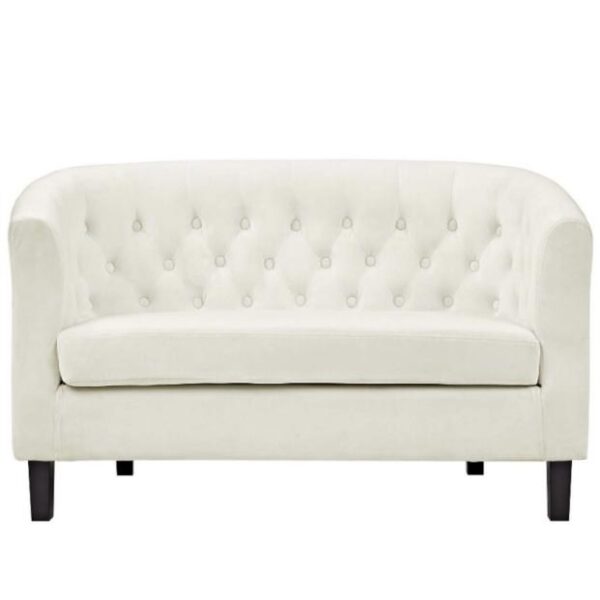 Ivory Velvet Loveseat