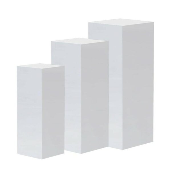 Set of 3 White Square Pedestals