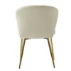 Ivory Velvet Accent Chair Set with Gold Legs