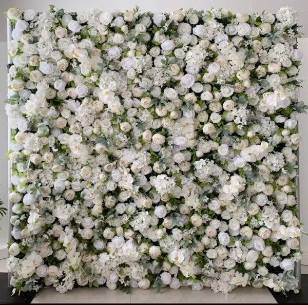 8 x 8 Luxe White Flower Wall