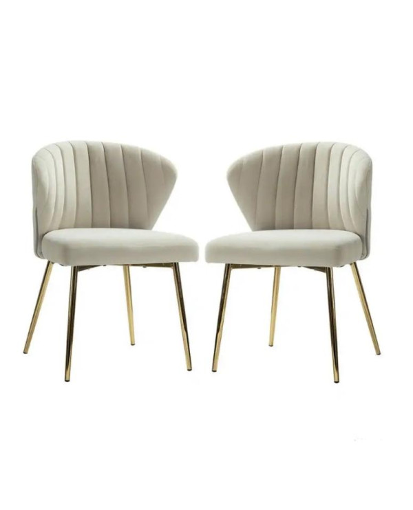 Ivory Velvet Accent Chairs (Set of 2)