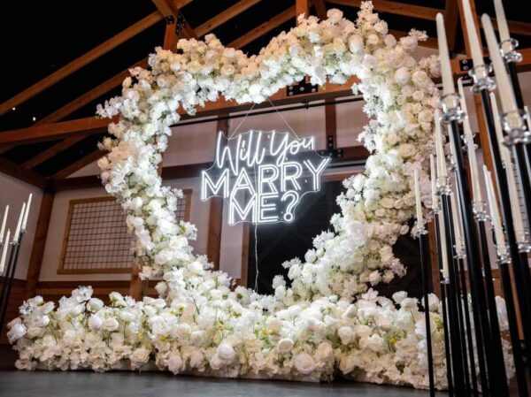 White Heart Floral Arch