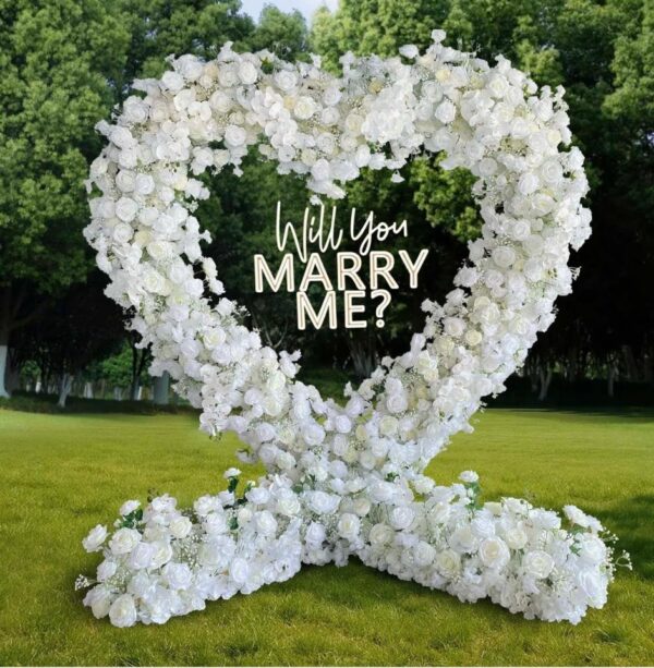 White Heart Floral Arch