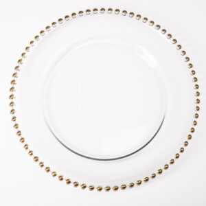 13 Inch Clear and Gold Beaded Charger Plate