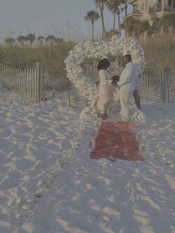 White Heart Floral Arch