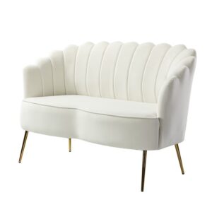 Ivory Flower Velvet Loveseat