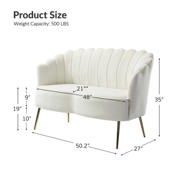 Ivory Flower Velvet Loveseat