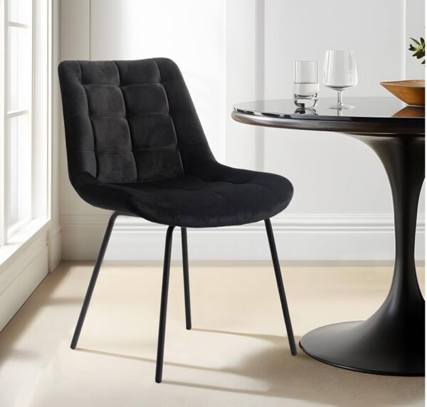 Black Velvet Accent Chairs (Set of 2)