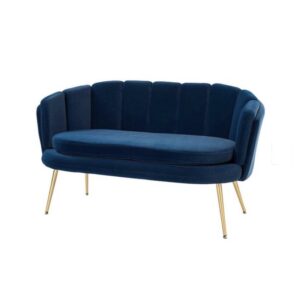 Wide Navy Blue Velvet Loveseat