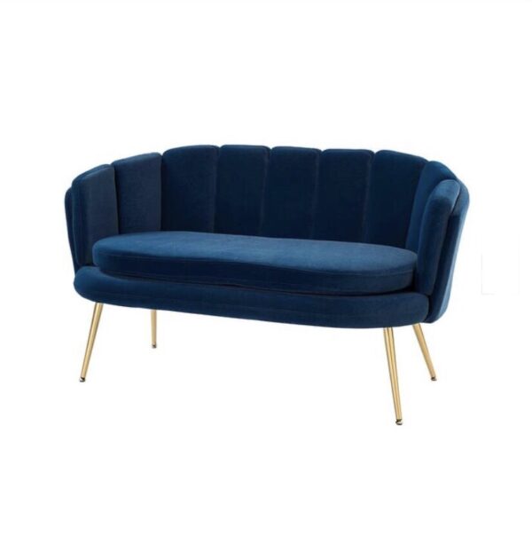 Wide Navy Blue Velvet Loveseat