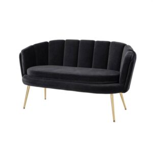 Wide Black Velvet Loveseat